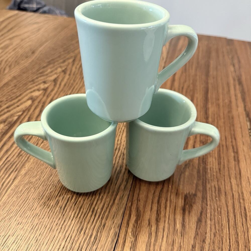 3 Homer Laughlin Fiesta Sea Mist Denver Mugs Set HLC Fiesta Coffee Cups EUC